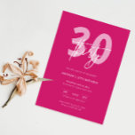 Invitación Minimalista moderno rosado caliente 30 Fiesta de c<br><div class="desc">Esta minimalista tipografía, invitación a la fiesta de cumpleaños número 30, es perfecta para una fiesta de cumpleaños moderna. El diseño sencillo incluye texto blanco clásico sobre fondo rosado caliente. Personalizable en cualquier color. Mantenga el diseño minimalista y elegante, tal como está, o lo personalice añadiendo sus propios gráficos y...</div>