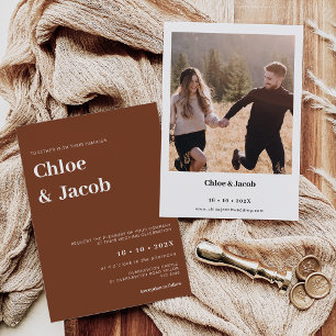 Invitación Minimalista moderno Serif Font Terracotta Boda