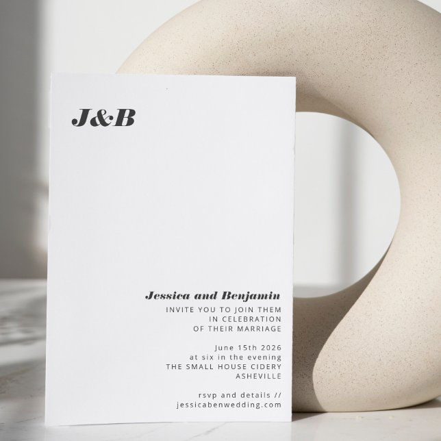 Invitación Minimalista Monograma Boda de estilo blanco negro (Subido por el creador)
