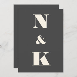 Invitación Minimalista Monograma moderno Boda blanco y negro