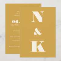 Minimalista Monograma moderno Saffron Boda amarill