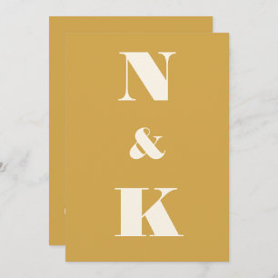 Invitación Minimalista Monograma moderno Saffron Boda amarill