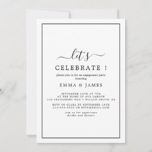 Invitación minimalista negra "Celebremos"
