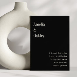 Invitación Minimalista negro elegante Boda moderno
