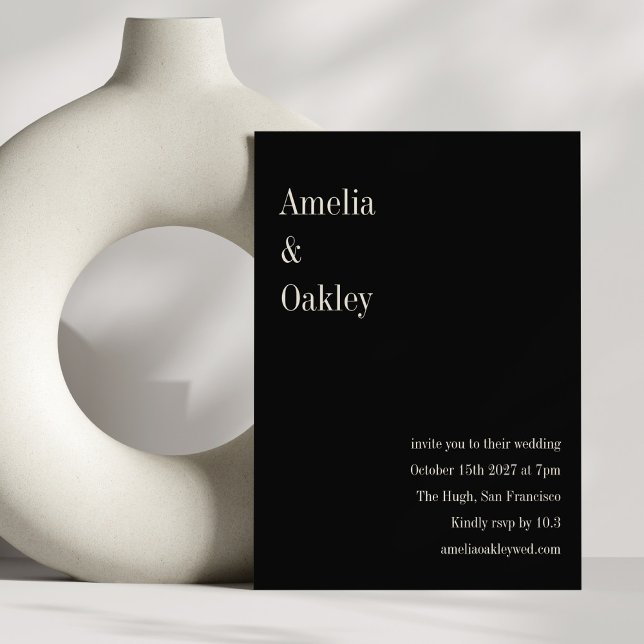 Invitación Minimalista negro elegante Boda moderno (Subido por el creador)
