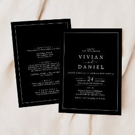 Invitación Minimalista | Negro Todo En Un Boda
