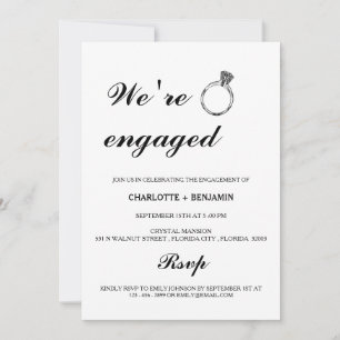 Invitación Minimalista Negro y Blanco Estamos Comprometidos