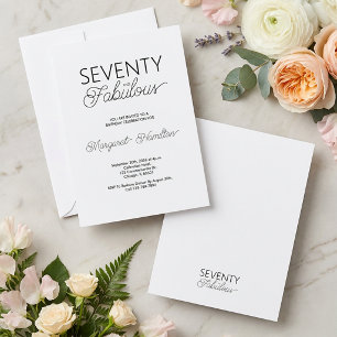 Invitación Minimalista negro y blanco setenta y fabuloso