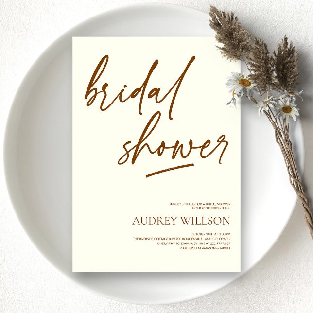 Invitación Minimalista Neutral para Despedida de S (Minimalist Neutral Bridal Shower Invitation
)