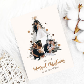 Invitación Minimalista Nuestra primera foto de Navidades casa