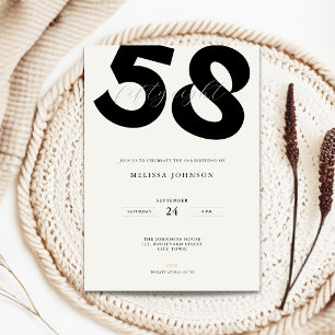 Invitación minimalista para cumpleaños 58 - Tipogr