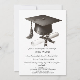 Invitación Minimalista para Fiesta de Graduación c