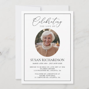 Invitación minimalista para funeral con foto