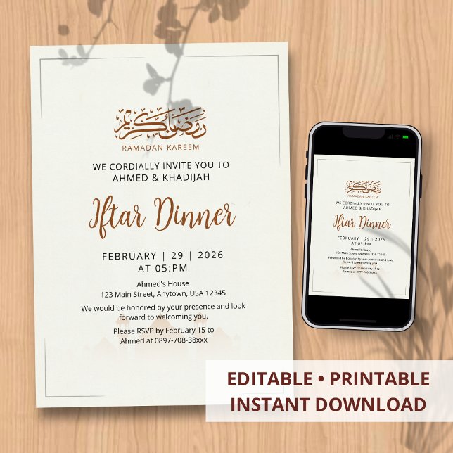 Invitación Minimalista para Iftar de Ramadan en el (Subido por el creador)