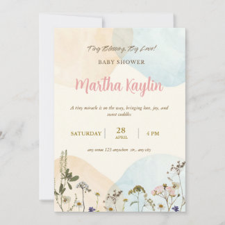 Invitación Minimalista Pastel para Baby Shower
