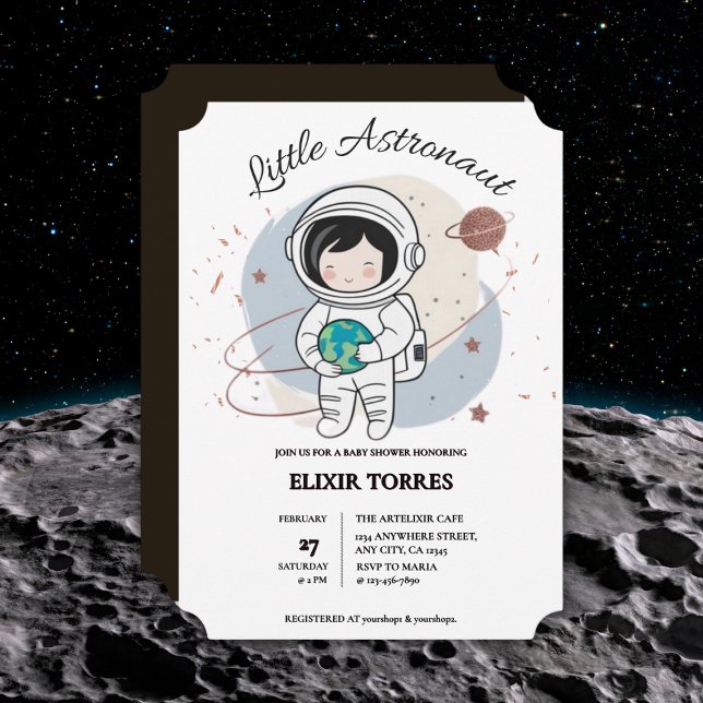Invitación Minimalista pequeño astronauta Baby Shower (Subido por el creador)
