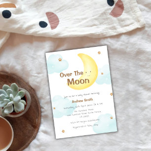 Invitación Minimalista por el Baby Shower lunar