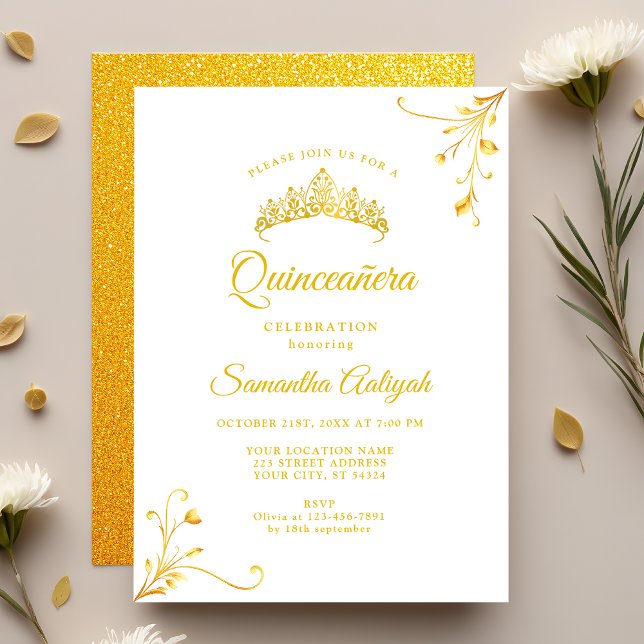 Invitación Minimalista quinceanera dorada moderna (Subido por el creador)