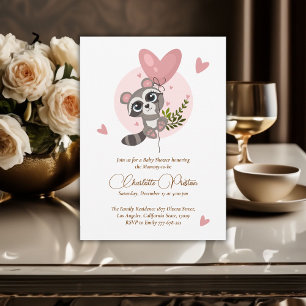 Invitación Minimalista Raccoon Baby Shower