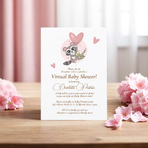 Invitación Minimalista Raccoon Baby Shower Virtual