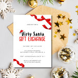 Invitación Minimalista Red Bow Dirty Santa Gift Exchange<br><div class="desc">La invitación a la bolsa de regalos, elaborada a imagen de un regalo, tiene un diseño minimalista complementado por un vibrante arco rojo. Esto no solo acentúa el tema de la cadena de intercambio de regalos Dirty Santa. Al mismo tiempo, cada invitación es como un regalo que se conecta entre...</div>