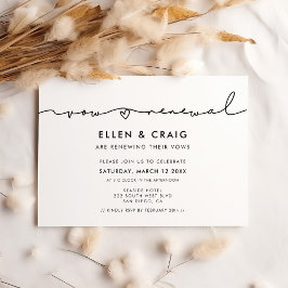 Invitación Minimalista renovación de votos a mano