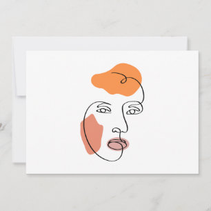 Invitación Minimalista Resumen arte de la línea de retrato fa