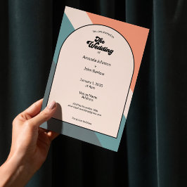 Invitación Minimalista Retro Naranja Geométrico La Boda De