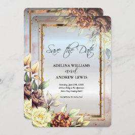 Invitación Minimalista Rosa de Flores de Plata Simple, Marco