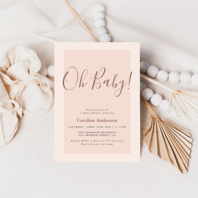 Invitación minimalista rosa para baby shower (Subido por el creador)