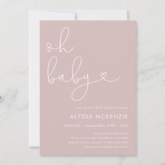 Invitación Minimalista Rosa para Baby Shower Moder