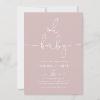 Invitación Minimalista Rosa para Baby Shower Moder