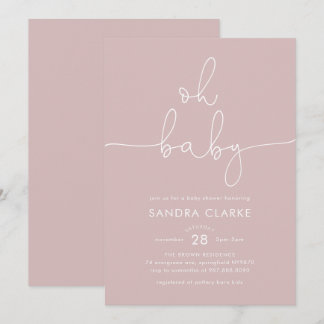 Invitación Minimalista Rosa para Baby Shower Moder