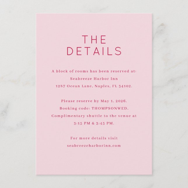 Invitación minimalista rosa sofisticada (Anverso)
