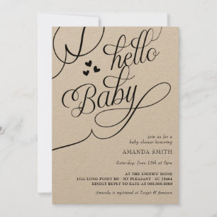 Invitación Minimalista Rústico Género Neutral Hola Baby Showe