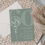 Invitación Minimalista Sage Sesenta y sesenta Aniversario<br><div class="desc">Esta minimalista tipografía, invitación a la fiesta de cumpleaños número 30, es perfecta para una fiesta de cumpleaños moderna. El diseño sencillo presenta una fuente blanca clásica sobre fondo sabio. Personalizable en cualquier color. Mantenga el diseño minimalista y elegante, tal como está, o lo personalice añadiendo sus propios gráficos y...</div>