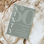 Invitación Minimalista Sage Sesenta y sesenta Aniversario<br><div class="desc">Esta minimalista tipografía, invitación a la fiesta de cumpleaños número 30, es perfecta para una fiesta de cumpleaños moderna. El diseño sencillo presenta una fuente blanca clásica sobre fondo sabio. Personalizable en cualquier color. Mantenga el diseño minimalista y elegante, tal como está, o lo personalice añadiendo sus propios gráficos y...</div>