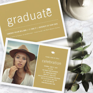 Invitación Minimalista Sencilla Foto Graduación Fiesta de Gra