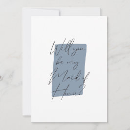 Invitación Minimalista serás mi empleada de honor azul turbio