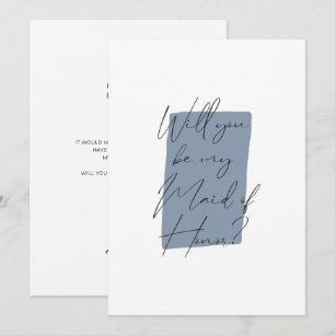 Invitación Minimalista serás mi empleada de honor azul turbio