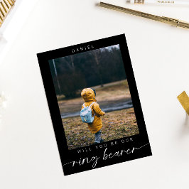 Invitación Minimalista ¿Serás mi Portador de Anillo Foto Negr