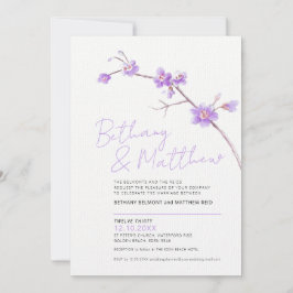 Invitación Minimalista simple acuarela primavera flor púrpura