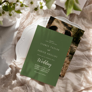 Invitación Minimalista simple Boda informal de foto de sabio 