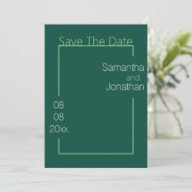 Minimalista Simple Boda Verde Salven La Fecha