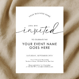 Invitación Minimalista Simple Estás Invitado Evento de Empres