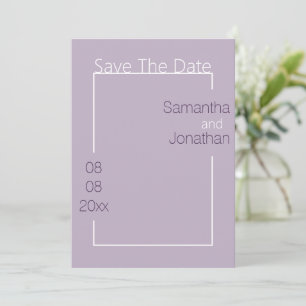 Invitación Minimalista Simple Lila Boda Guardar la Fecha