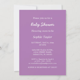 Invitación Minimalista suave morada de Baby Shower