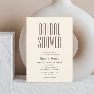 Invitación Minimalista Tall Sans Serif Beidal Bridal Shower