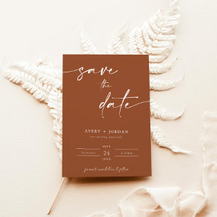 Invitación Minimalista Terracota Guardar la fecha Boho mode