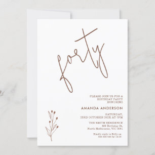Invitación Minimalista Terracota Textos 40 cumpleaños